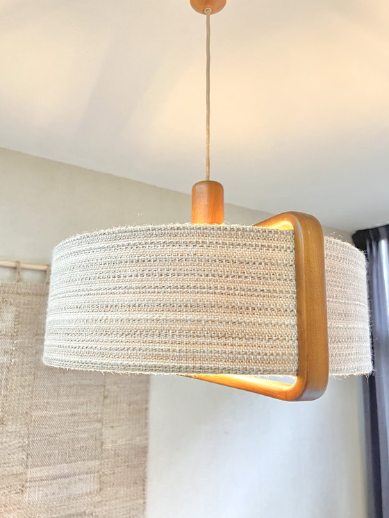 Image 1 of Hermosa lámpara colgante de teca ajustable de diseño escandinavo