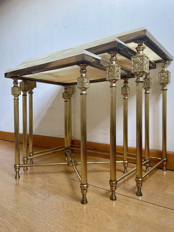 Image 1 of Vintage neoclassicistische set bijzettafels