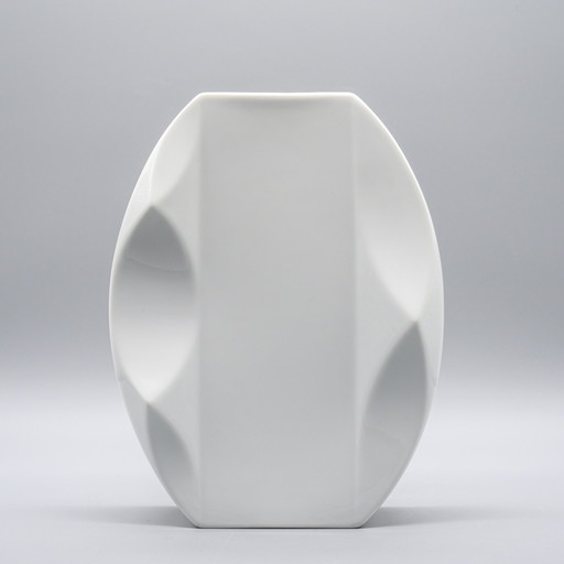 Hutschenreuther Glossy Porcelain Heinrich Fuchs 70s Vintage Op Art Vase 5094