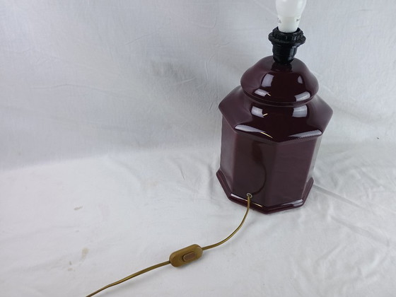 Image 1 of Handcrafted Black Ceramic Table Lamp Oriental Octogonal Vintage Designer