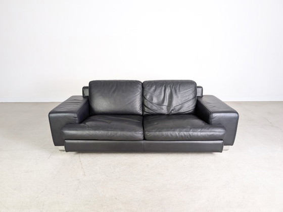 Image 1 of Originele vintage Roche Bobois leren tweezitsbank