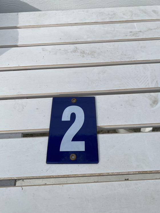 Image 1 of Numéros de maison vintage en émail, 64 pièces