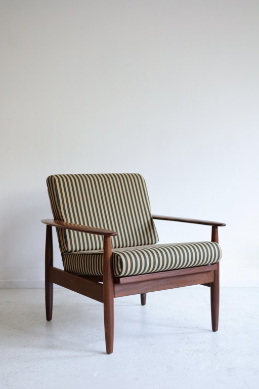 Poltrona danese dal design di metà secolo – fauteuils, Wood, Textile