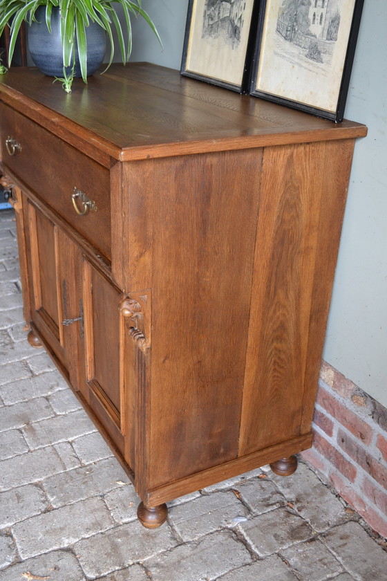 Image 1 of Antique oak wooden sideboard.