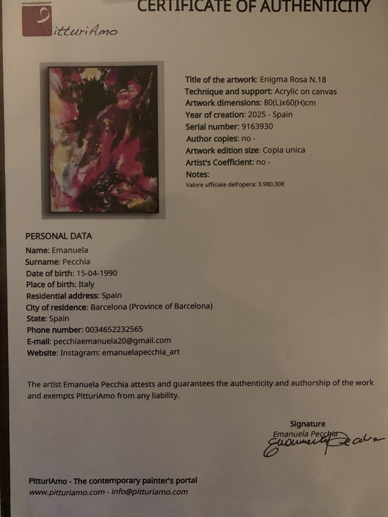 Image 1 of Œuvre d'art : Enigma Rosa N.18 Sans réserve