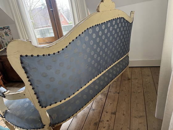 Image 1 of Hermoso banco Luis XV de estilo barroco clásico antiguo de madera tallada