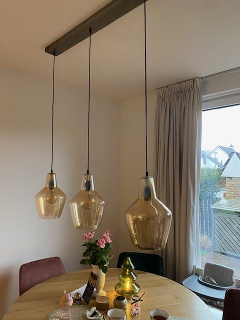 Eetkamerlamp, Trendy, Met 3 Glazen Bollen