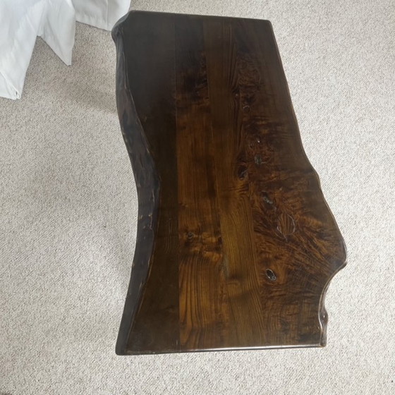 Image 1 of Mesa de centro rústica de madera maciza, estilo Wabi-Sabi, década de 1970.