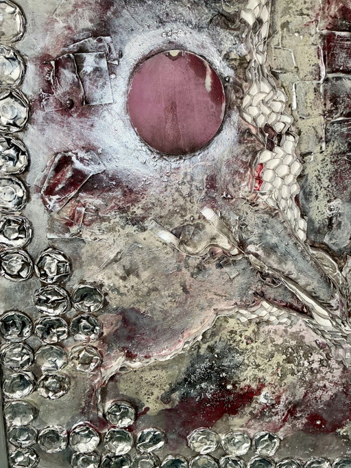 Monumentaal, uniek kunstwerk in mixed media van FinkX, 90x120 cm.