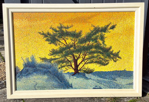 Scilderij boom pointillé Cees Witters
