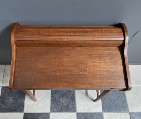 Image 1 of Bureau en teck à plateau enroulable, Danemark des années 1960