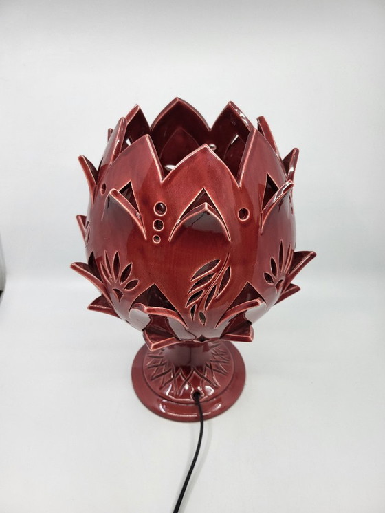 Image 1 of Artichoke Lamp in Bordeaux Ceramic, Modern Design
