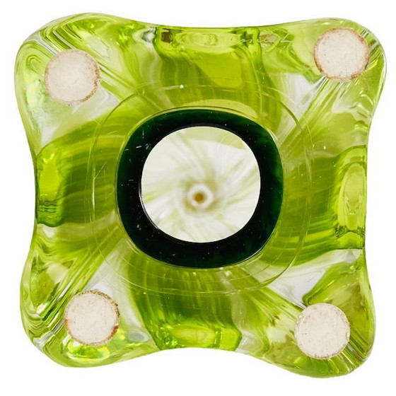 Image 1 of Lampada da tavolo in cristallo verde di metà secolo, Val Saint Lambert, anni '50