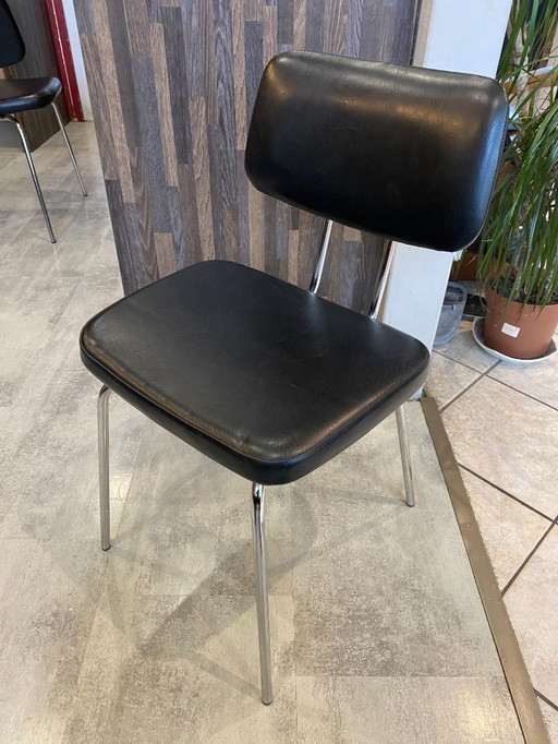 Silla N3 vintage de piel sintética negra de los años 70