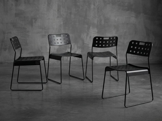 4 Original Vintage Black Omstak Chairs by Rodney Kinsman (Black Frame) – Bieffeplast, Dining chairs, Metal (photo 3 of 21)