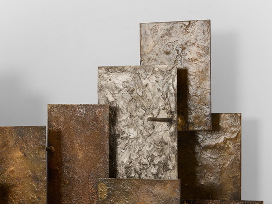 Auguste Fix Patinated Metal Wall Light Sculpture 1970s (photo 8 of 9)