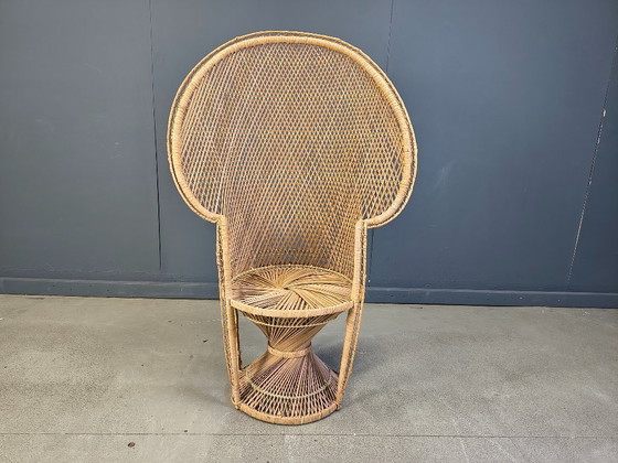 Image 1 of Fauteuil paon vintage en osier, années 1970