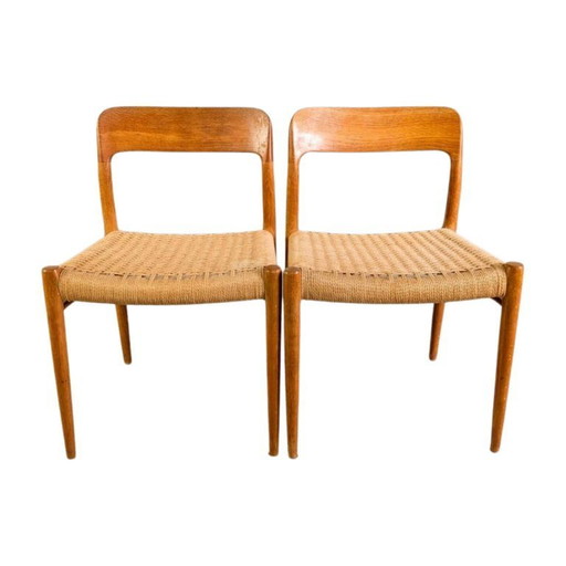 Set of 2 Niels O Moller chairs, model 77, J.L. Møllers Danish teak