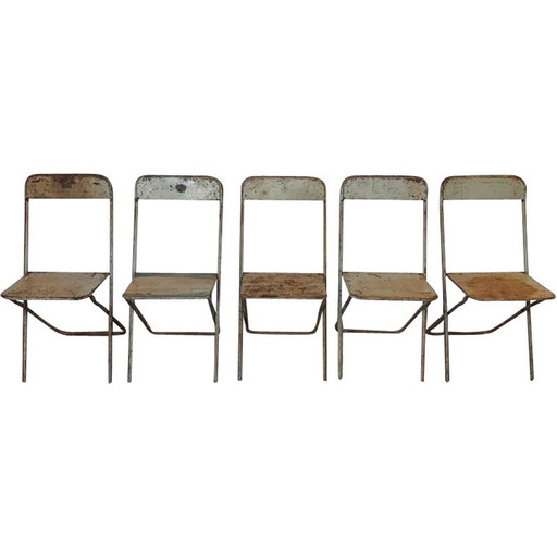 Set di 5 sedie pieghevoli in metallo vintage
