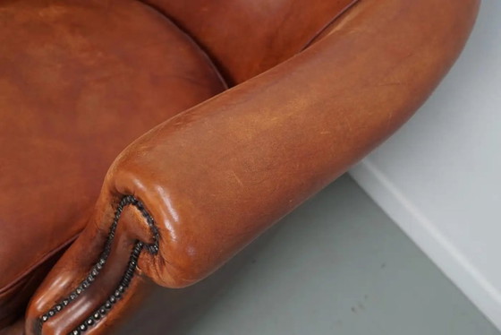 Image 1 of Vintage Nederlandse clubfauteuils in cognackleurig leer, set van 2