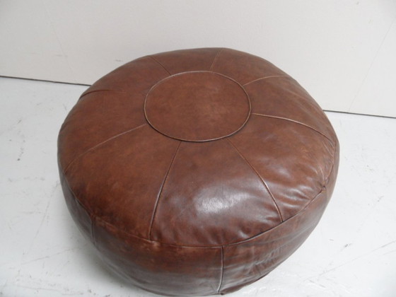Pouf en cuir vintage, Objets déco, Daim, Marron (photo 2 sur 8)