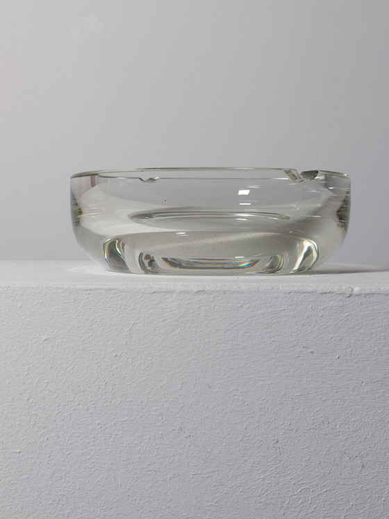 Image 1 of Large Vintage Mid Century Crystal Glass Cigar Ashtray