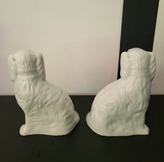 Image 1 of Dos perros Staffordshire de cerámica inglesa