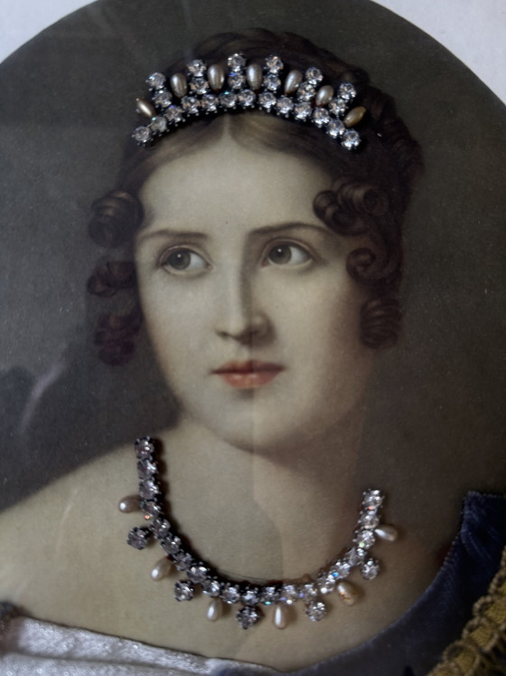 Beautiful Vintage 3D Textile Portrait Pauline Bonaparte – Roberto Hoesch Milano – Glass, Paper (photo 5 of 5)