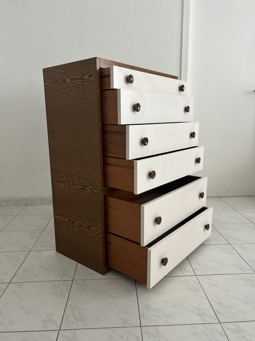 Vintage ladekast wenge hout 6 lades