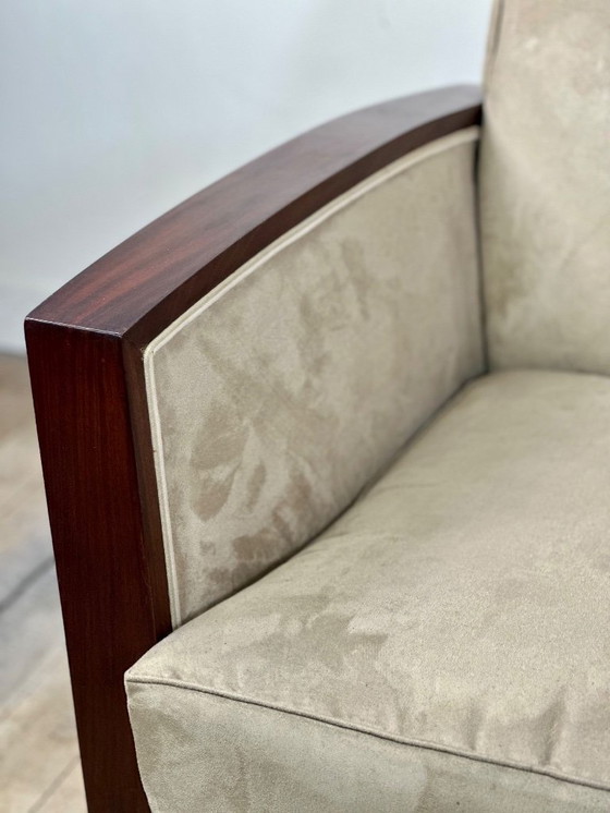 Image 1 of Fauteuils (la paire) époque Art déco en palissandre et suédine