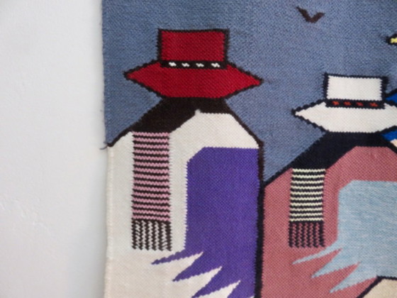 Large wool tapestry, Colombia, hand-woven, folk art, South America, 1970 – Wall decoration (photo 8 of 14)