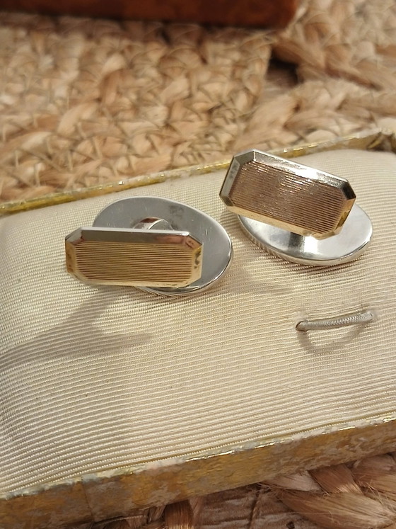 Pre-war Cufflinks Silver 835 Rigid Double-Sided Stem, Art Prints (photo 3 of 9)