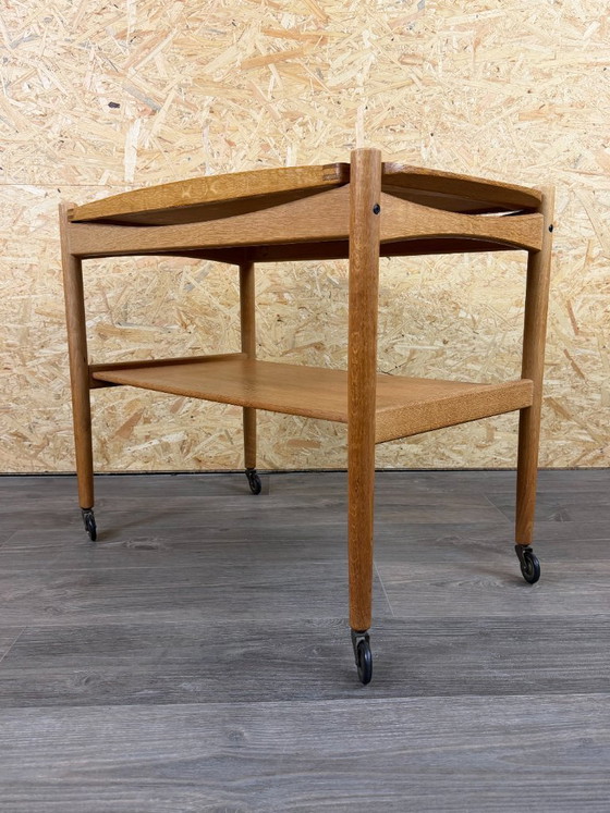 1960s/70s Oak Serving Trolley with Tray by Poul Hundevad, Denmark – Bar carts, Wood (photo 12 of 17)