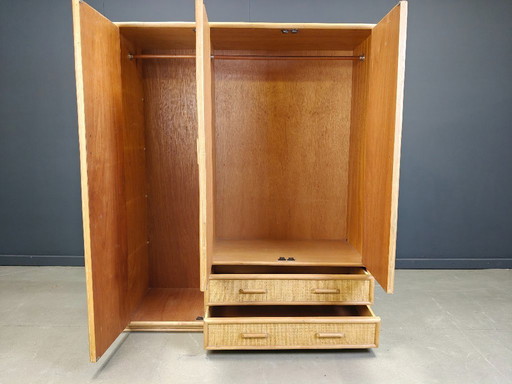 Vintage italian rattan wardrobe, 1960s