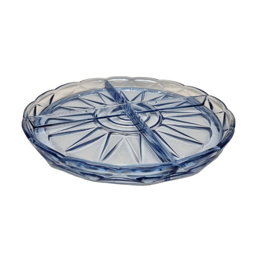 Bilancia vintage in vetro blu