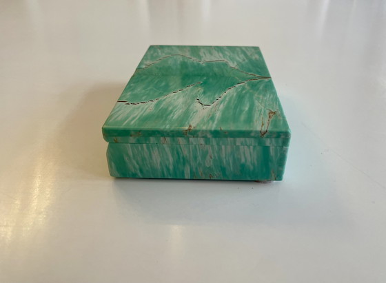Image 1 of Box aus Amazonite mit Scharnier aus Echtsilber Juweliersarbeit