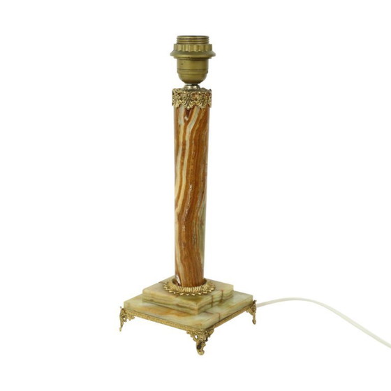 Image 1 of Classic Onyx and Brass Table Lamp