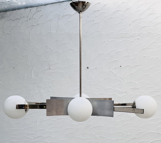 Image 1 of Lámpara de araña con 4 opalinas de la era espacial