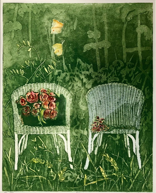 Margo Ellen-Rozen. Farbradierung. Signiert und gerahmt.