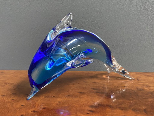 Delfino di vetro blu