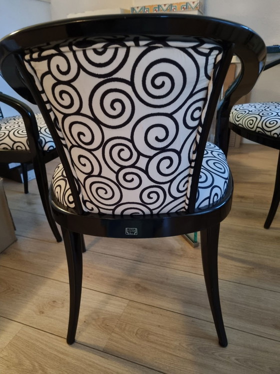 4 x Paco Capdell black lacquered chair – Dining chairs, Textile, Wood (photo 2 of 5)