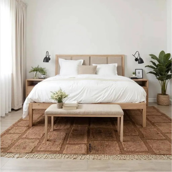 Tapis marocain shaggy moderne à motif quadrillé 250CMx150CM – Wool, Cotton, Scandinavian (photo 4 of 14)
