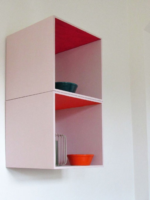% SALE % -- Box - vintage wooden wall shelf (pink)