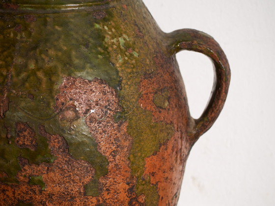 Antieke geglazuurde aardewerken pot met twee handvatten – Centraal-Europa, circa 1920 – Decoratieve objecten (photo 38 of 40)