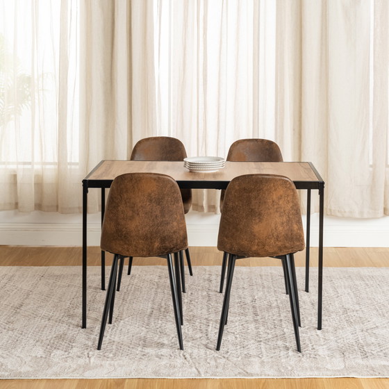 Image 1 of 4x Urban Meuble Chaises de Salle à Manger Scandinaves Vintage Suède Marron Rétro