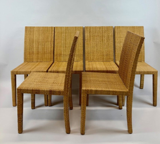 Image 1 of Jean-Michel Frank — Conjunto de ocho sillas de ratán reedición de Écart International.
