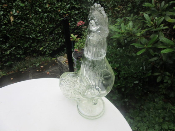 Glass Cockerel Decanter Bottle "V In A Circle" Maker's Mark For Summit Art Glass (Vogelsong) (photo 4 of 16)
