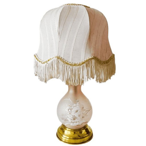 Vintage Italian table lamp pink glass brass Baroque Rococo 1950s – tafellampen