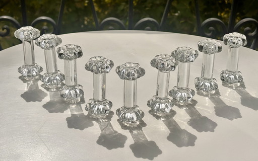 9 Baccarat-style crystal knife holders