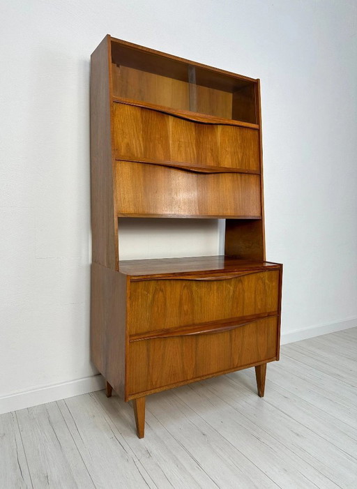 Mobiletto vintage in noce di Franz Ehrlich per VEB Deutsche Werkstätten Hellerau, design tedesco, anni '50
